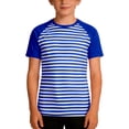 thumbnail image 2 of YMNXA Kids Boys T Shirt Short Sleeve Round Neck Carnival Stripe Print Festive Comfortable Tee Top For Casual Daily Wear,Blue,10-11 Years, 2 of 4