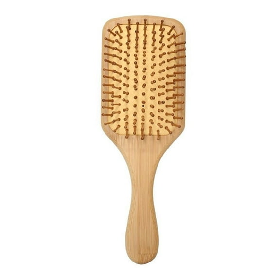 Natural bamboo hair brush for scalp massage, suitable for all hair types