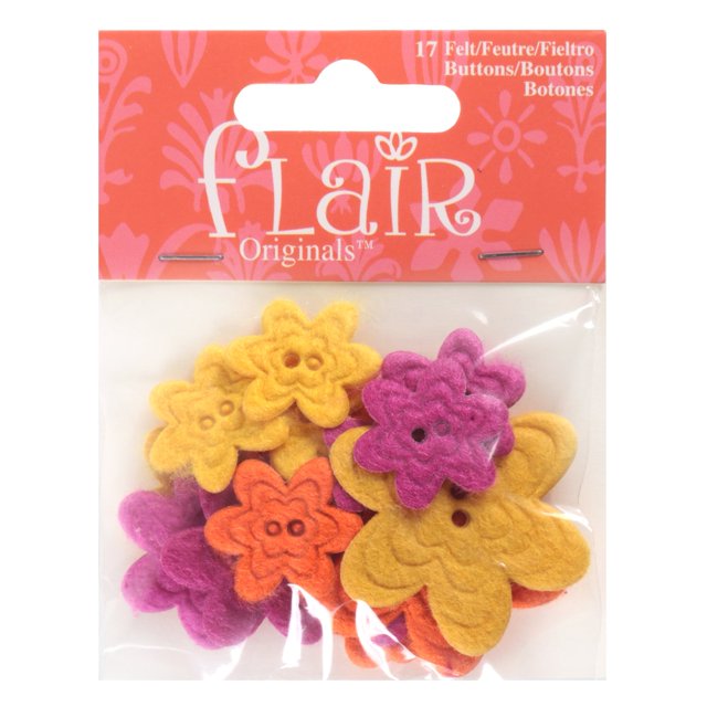 Favoritos Hallazgos Botones de fieltro Flair Flores brillantes 17 piezas
