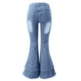 thumbnail image 5 of Women's Jeans Fashion Wide Leg Washed Stretch Flared Denim Pant Womens Pants BU2 M, 5 of 5