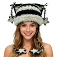 thumbnail image 3 of Grunge Emo Clothes Accessories Cute Cat Ear Hat Striped Crochet Y2k Beanie,One Size, 3 of 5