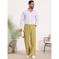 thumbnail image 2 of INSPIRE CHIC Men's Pleated Side Pockets Breathable Lightweight Linen Dress Pants 32 Olive Green, 2 of 5