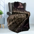thumbnail image 4 of Landscape Soft Flannel Fleece Blanket, Brooklyn Bridge Sunset NYC View Skyline Tourist Attraction Modern City, Cozy Plush for Indoor and Outdoor Use, 50" x 70", Pale Brown Dried Rose, by Ambesonne, 4 of 5