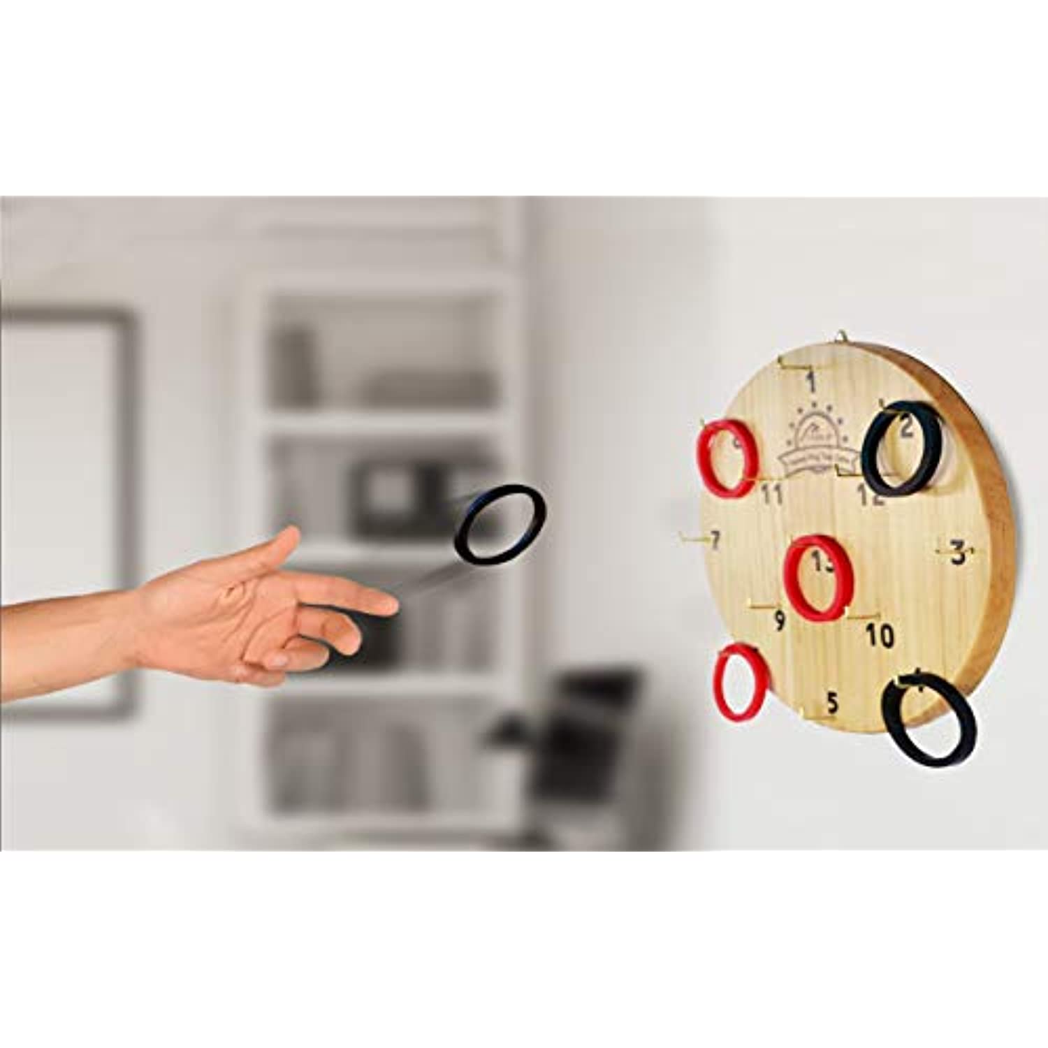 Ring Toss Game with 24 Rings. Beautifully Finished Mens, Dad, Boys, or Girls Gifts. Just Hang on Wall and Play, Fun Outdoor Games. - image 1 of 8