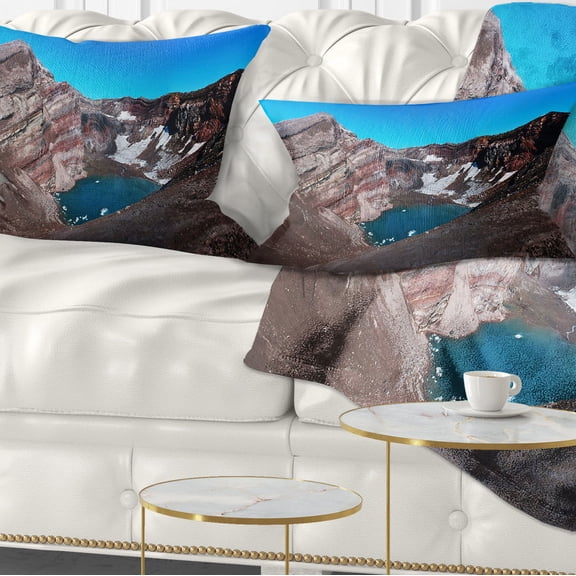 Designart Volcano Kamchatka Panorama - Landscape Printed Throw Pillow - 12x20