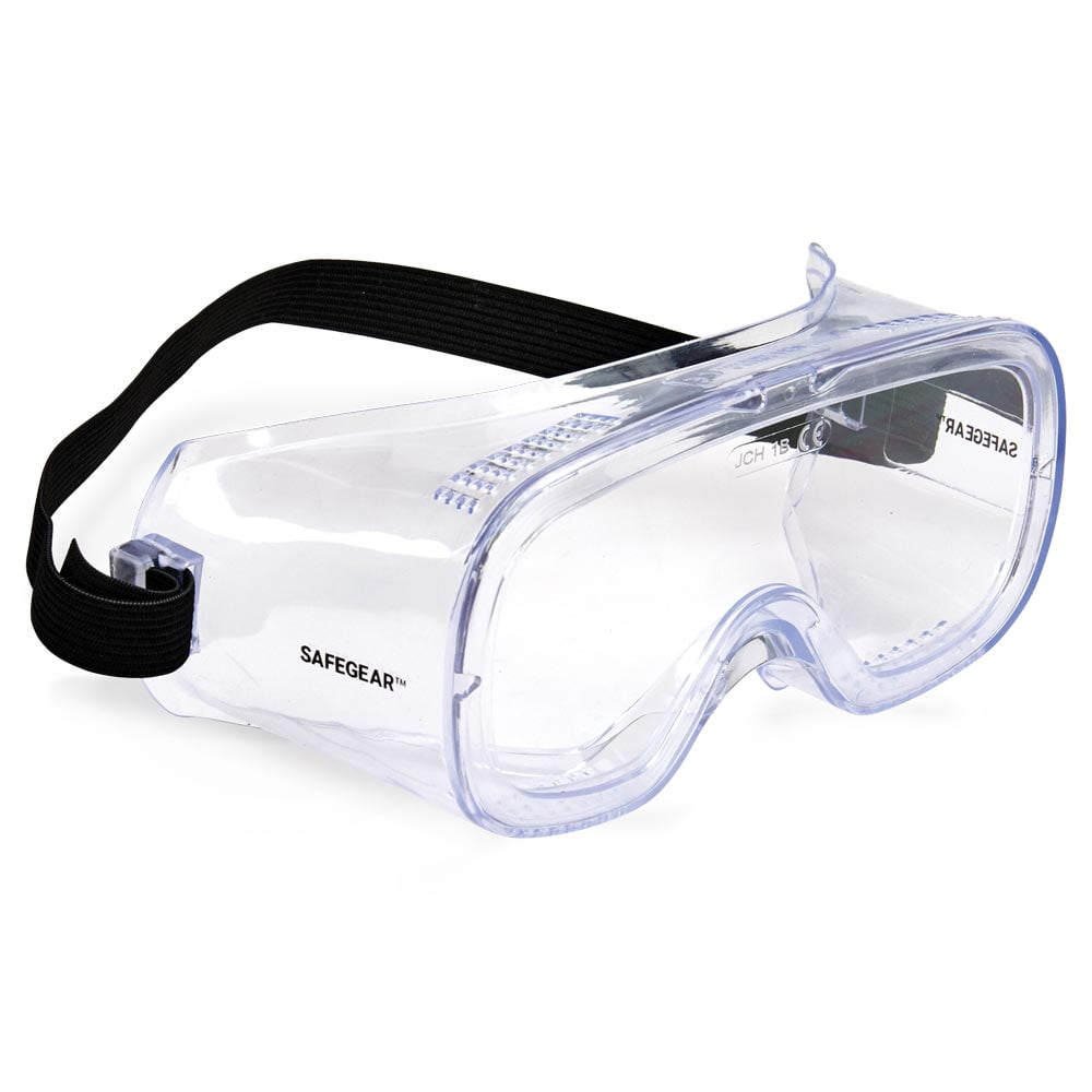 SAFEGEAR Direct Vent Safety Goggles 5-pk. - Anti-Fog & Anti-Scratch Safety Glasses for Men & Women, Clear Frame, Adjustable Strap - ANSI Z87.1 Compliant, Lightweight, Comfortable