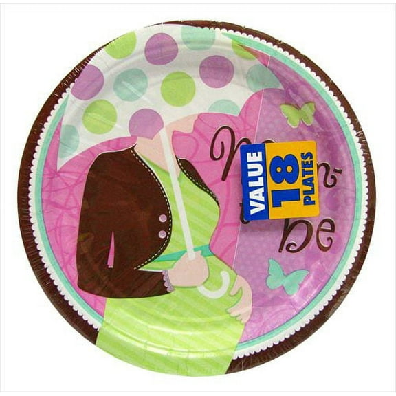 Various Baby Shower Disposable Paper Plates, 18 Count, 1 Pack