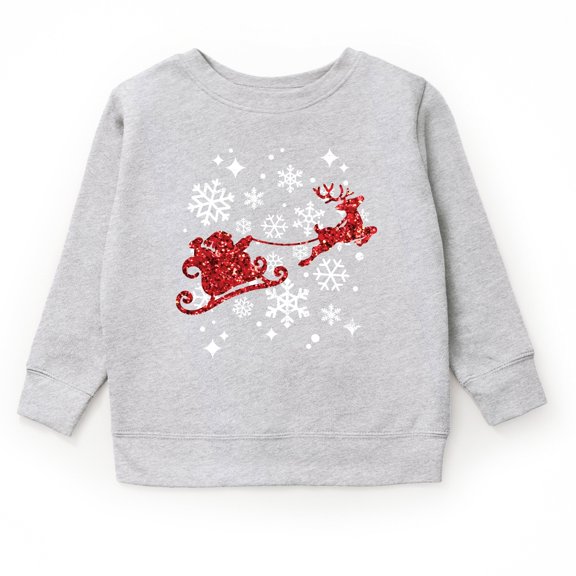 Santa Sleigh Glitter - Kids Toddler Sweatshirt and Kids Youth Sweatshirt