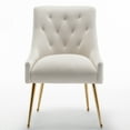 thumbnail image 3 of SEYNAR Modern Velvet Dining Chairs Set of 2, Tufted Upholstered Accent Chairs for Dining Room,Office Chair Vanity Chair(White), 3 of 11
