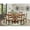 Light Beige, variant on Luxe by East West Furniture 7-Pc Wooden Dining Set A Pedestal Table, 6 Light Tan Linen Fabric Parson Chairs