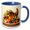 Blue/White, variant on 3drose, a Cornucopia on the Table. Fruits, Vegetables. Happy Thanksgiving, 11oz Mug