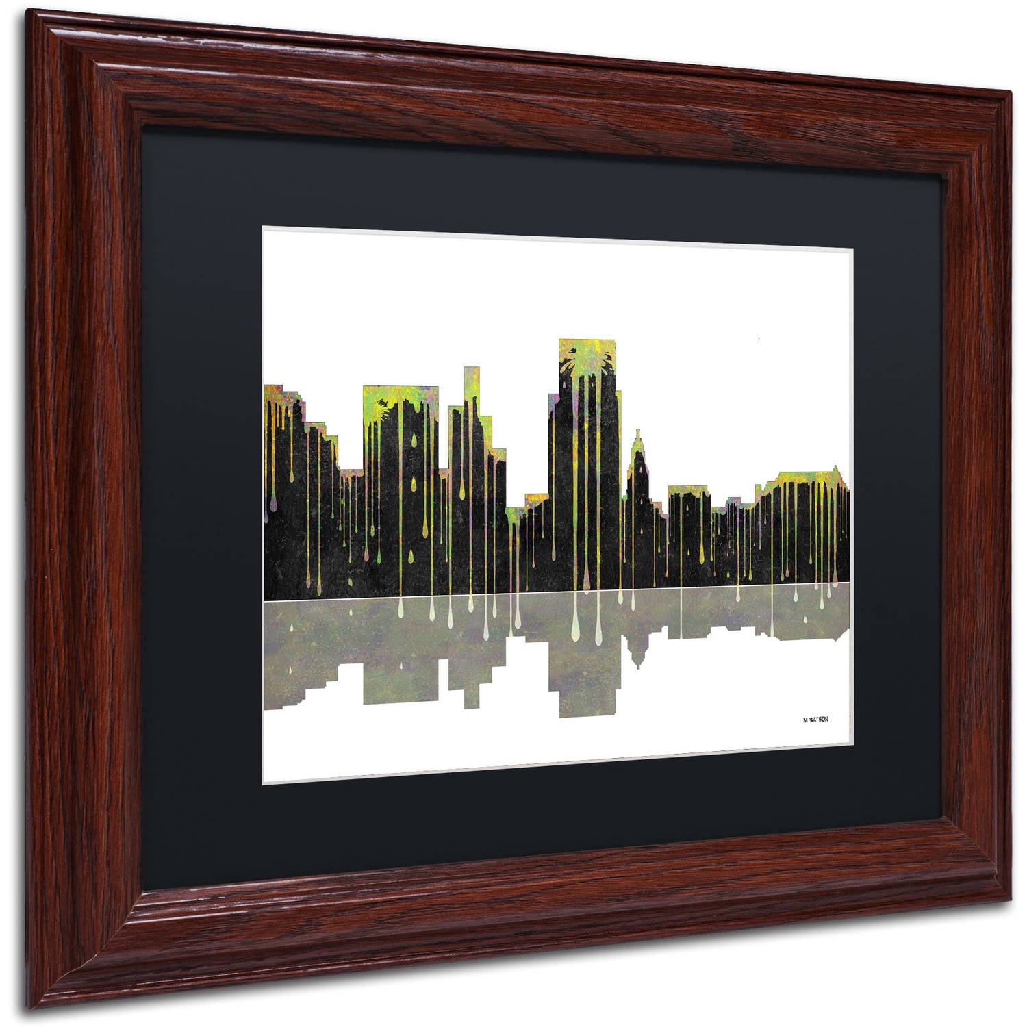Trademark Fine Art "Boise Idaho Skyline II" Canvas Art by Marlene Watson Black Mat, Wood Frame