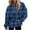 Blue, variant on Jinhomg Women's Plus Size Hoodies Trendy Oversized Plaid Print Sweatshirt Loose Comfy Long Sleeve Drawstring Hoodie with Kangaroo Pocket Red XXL
