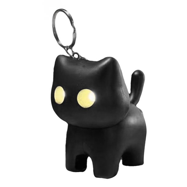Llavero con luz nocturna de gato negro, bola de presión brillante, mini juguete sensorial con sonido y luz LED para adultos amantes de los gatos.