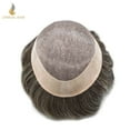 thumbnail image 3 of Lyrical Hair Toupee for Men Fine Mono Mens Toupee Human Hair Replacement Systems Monofilament with NPU Hairpiece for Man Black Brown Blonde Gray Hair Wig Unit, 3 of 6