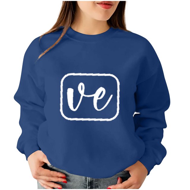 Amzcrzy Sweatshirts de la Saint-Valentin pour Femmes Mode Ample Imprimé Hauts Décontractés Manches Longues Col Rond Couples Sweatshirts Cadeaux de la Saint-Valentin pour Femmes
