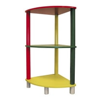 28.5" Tall 3-Tier Kids Shelf made of Wood, Yellow, Green and Red finish