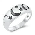 thumbnail image 1 of Unique Oxidized Moon Star Dream Space Ring .925 Sterling Silver Band Jewelry Female Male Size 6, 1 of 4