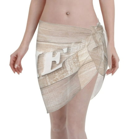 Ocsxa Home Heart Print Sarong Coverups For Women Bathing Suit Wrap Swimsuit Skirt Beach Bikini Cover Up Swimwear