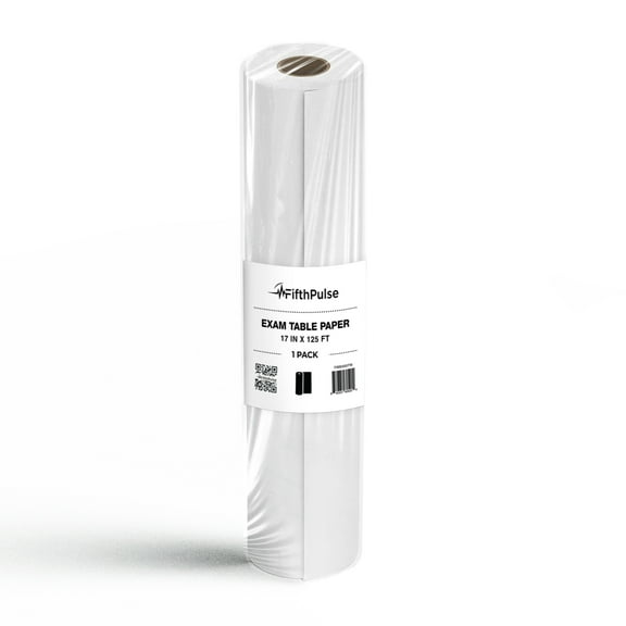 FifthPulse Exam Table Paper 17 in. x 125 ft. - Disposable Paper for Protection - 1 Roll - White