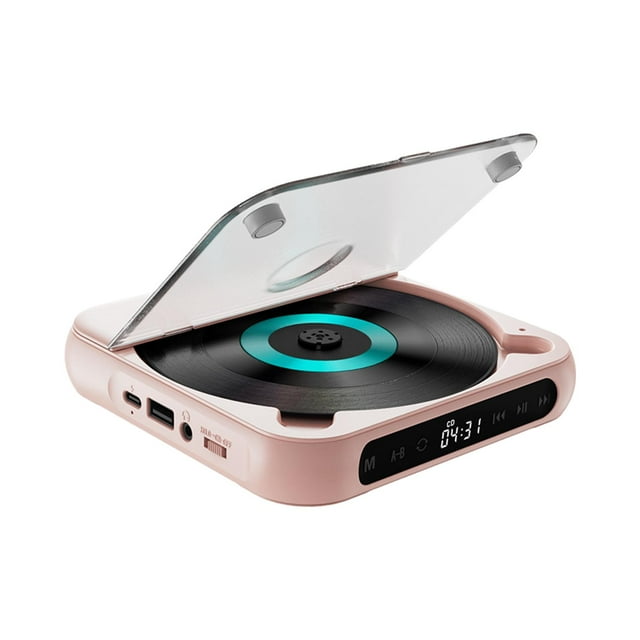 Wisewang Portable CD Player With High Sensitivity LCD Screen Compact Size Convenient To Carry For Outdoor FM Radio Mak Pink 135x135x25mm