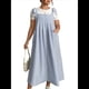 thumbnail image 1 of Vestido de Verano para Mujer, Talla Grande, Informal, Sin Mangas, con Tirantes Finos, para Playa Azul XXL, 1 of 8