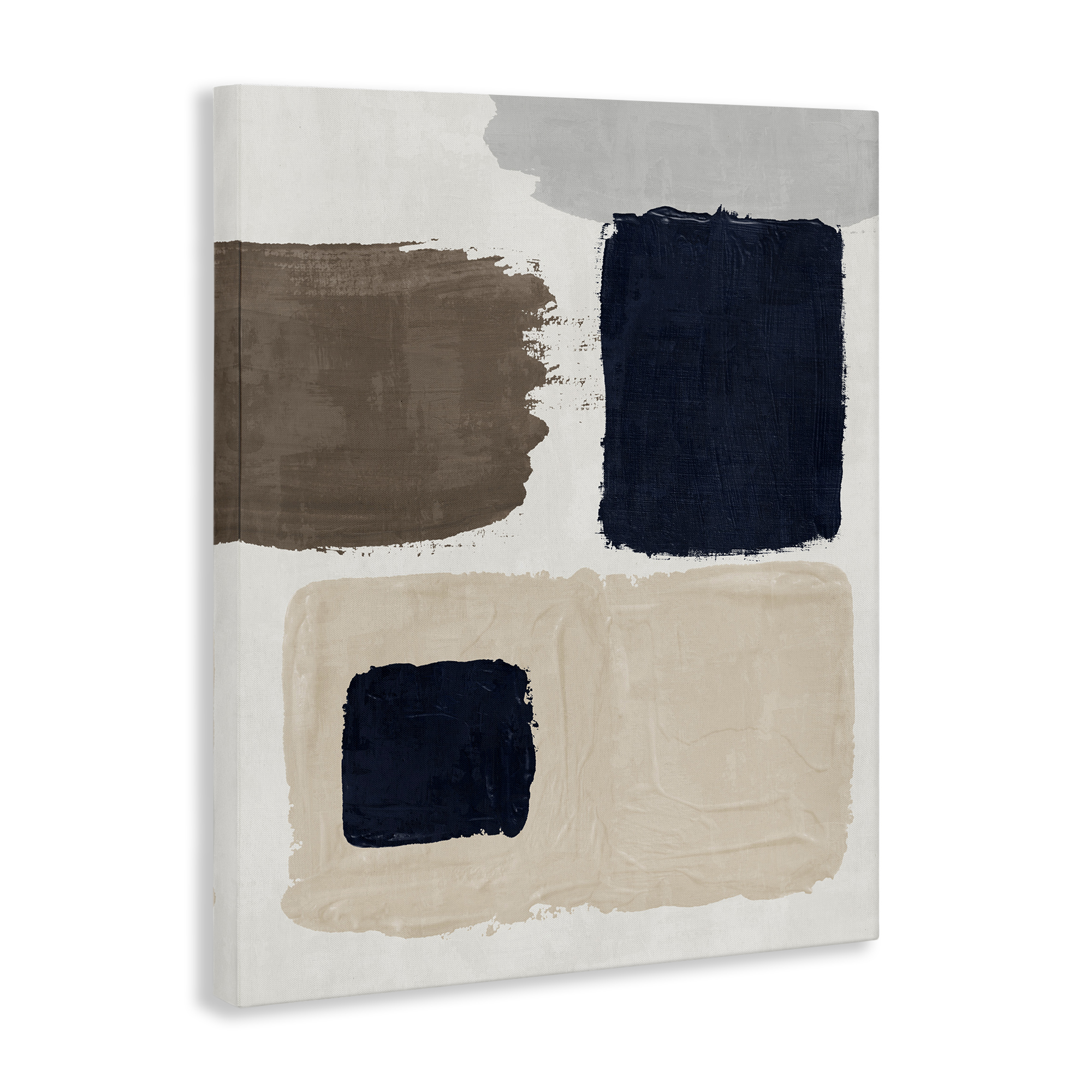 Stupell Industries Neutral Blocked Shapes Abstract Painting Gallery Wrapped Canvas Art Print Wall Art, 16 x 20