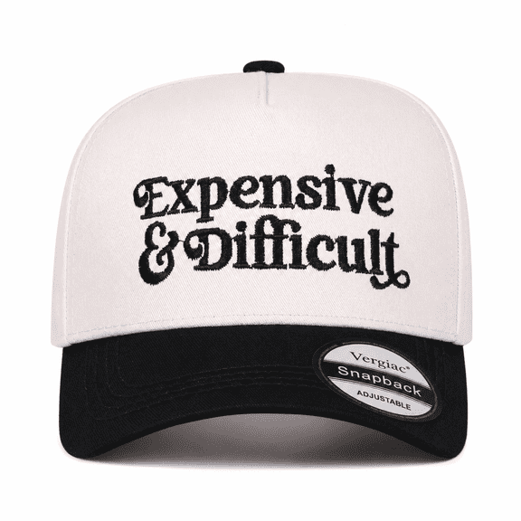 EXPENSIVE DIFFICULT Embroidered Baseball Cap Playful Color Blocked Adjustable Snapback Novelty Statement Sun Hat for Urban Attitude