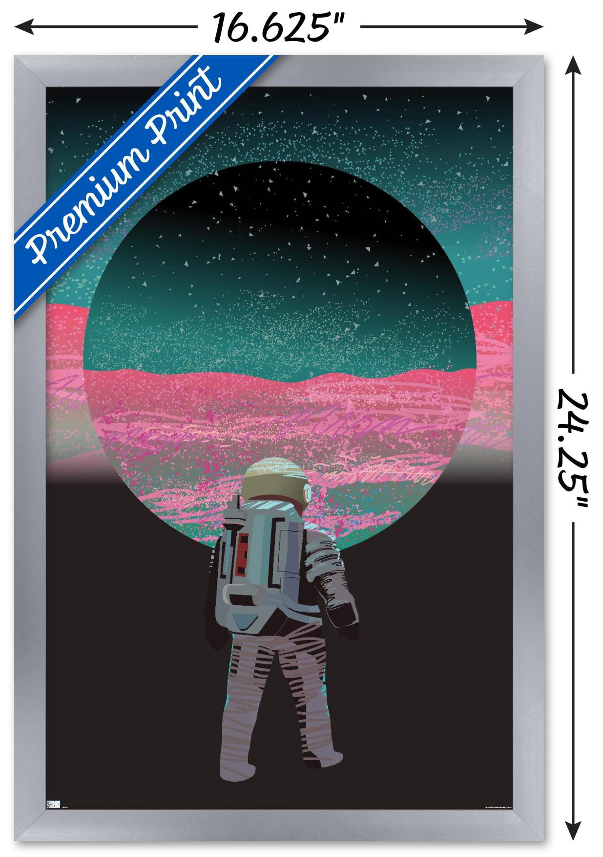 Abstract Astronaut Wall Poster, 14.725" x 22.375" Framed
