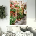 thumbnail image 3 of Tuscan Decor Wall Hanging Tapestry, Street View of a Small Renaissance Town with Floral Porches and Rock Houses Mediterranean Art, Bedroom Living Room Dorm Accessories, 60 X 80 Inches, by Ambesonne, 3 of 5