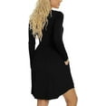 thumbnail image 2 of Aiyino Women's Long Sleeve Casual T Shirt Dress Loose Plain Dress With Pockets, 2 of 5