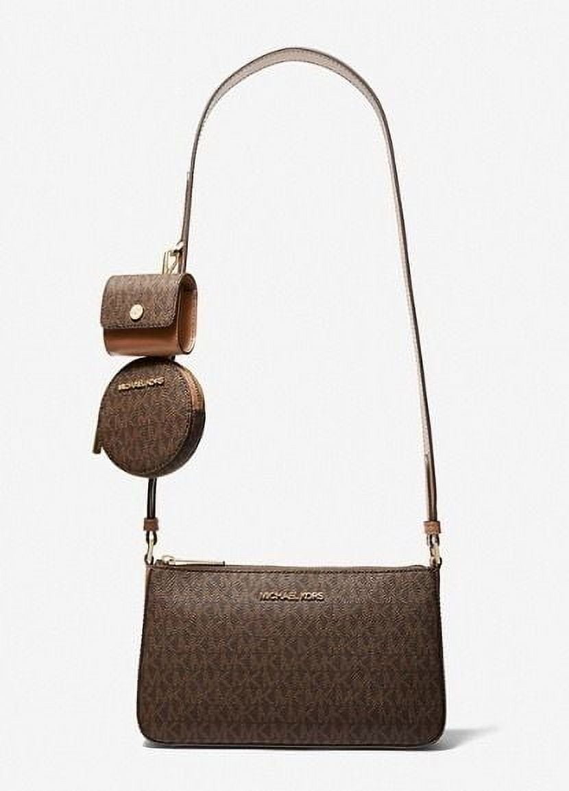 Michael Kors Jet Set Travel Shoulder Bag, Small Size, Brown Logo Michael Kors Jet Set Travel Shoulder Bag, Small Size, Brown Logo