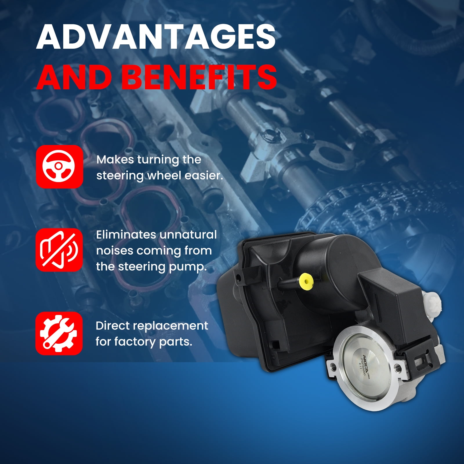 MOCA AUTOPARTS Power Steering Pump Fit for 2002-2007 Chevrolet Trailblazer 4.2L & 2002-2009 GMC Envoy 4.2L & 2006-2009 Saab 9-7x 4.2L