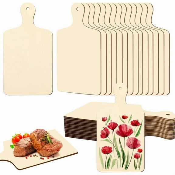 30 Pcs Mini Wooden Cutting Board for Crafts Small Charcuterie Boards Bulk with Handles for DIY Kitchen Cooking Decor