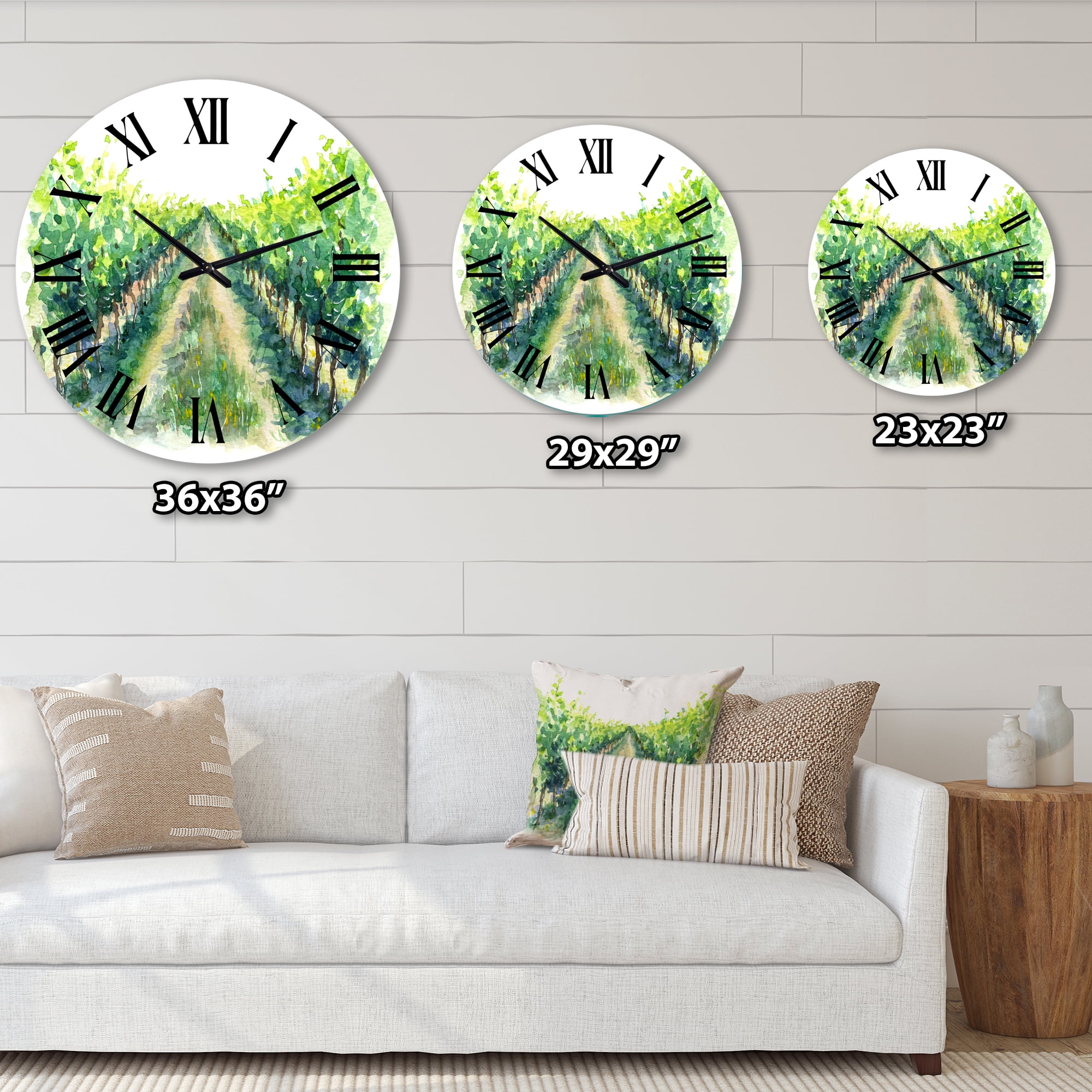 Designart 'Rural Scene Vineyard Road' Traditional Wall Clock