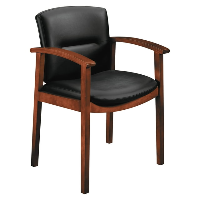 HON 5000 Series Park Avenue Collection Guest Reception Waiting Room Chair, Black Leather/Cognac