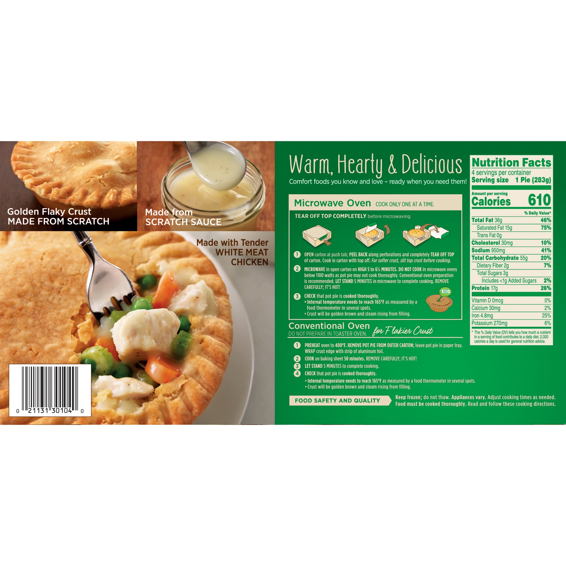 Marie Callender's Chicken Pot Pie, Frozen Meal, 10 oz. (Pack of 4)
