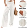 thumbnail image 5 of Frontwalk Womens Cotton Linen Loose Fit Casual Pants Elastic Waist Yoga Summer Beach Trousers Pants with Pockets White XL, 5 of 5
