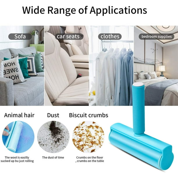 Lint Roller, Washable Multiple Times Detachable Handles, Reusable Pet Hair Remover  Sticky Rollers for Clothes Carpets Dust Dogs Cleaning 