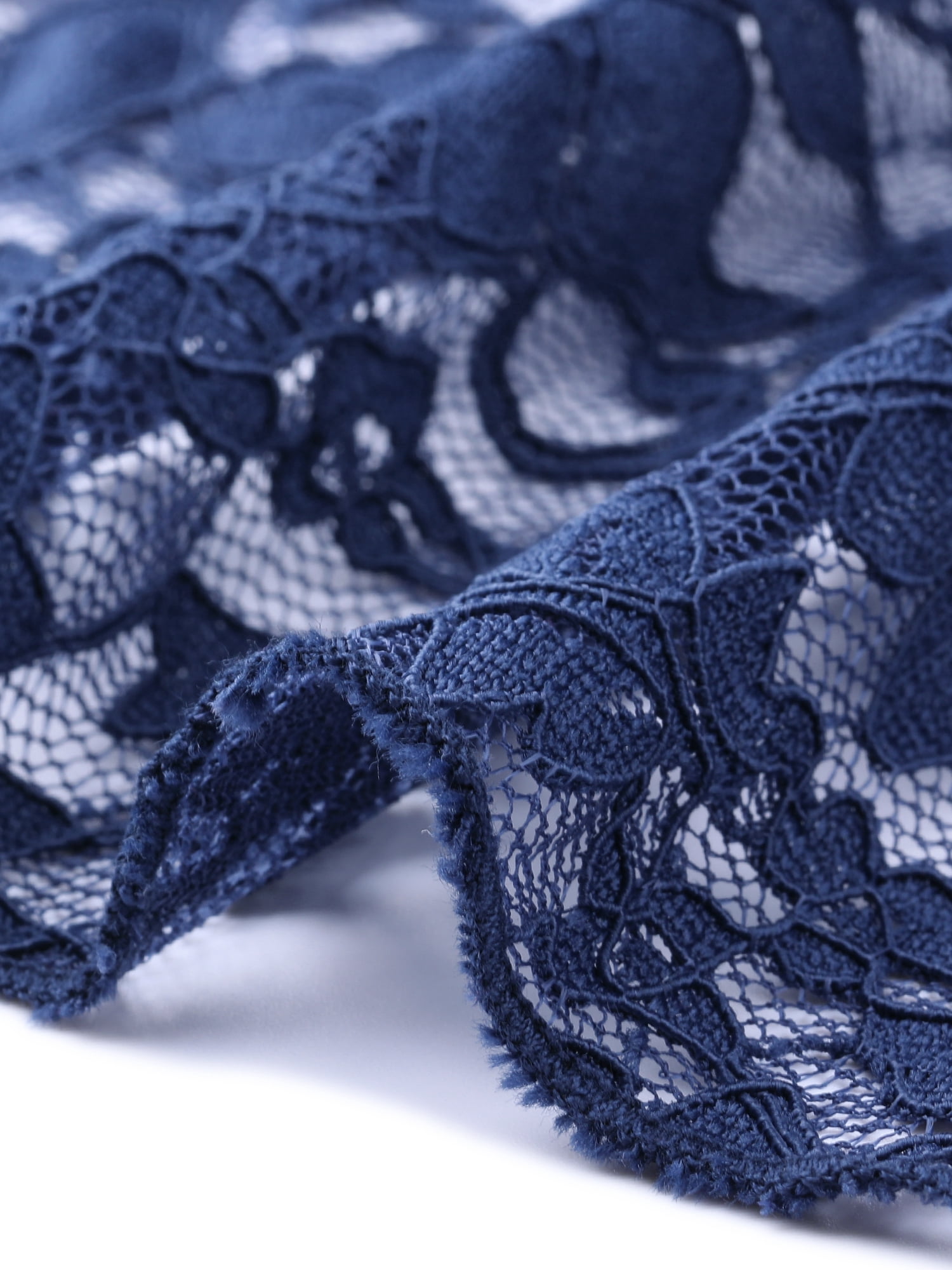 DARING DIVA Women's Plus Cardigan Open Front  Sheer Lace Crochet Cover Up 2X Navy Blue
