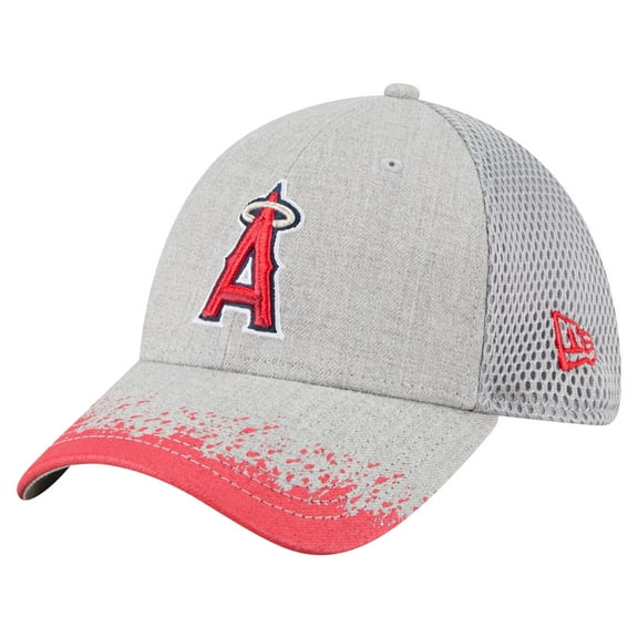 Men's New Era Gray Los Angeles Angels Visor Paint Splatter 39THIRTY Flex Hat