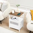 thumbnail image 6 of End Table with Charging Station, Side Table with USB Ports and Outlets, Bedside Tables with Door, 3-Tier Nightstand for Small Space, Living Room, Bedroom, White & Brown, 6 of 7