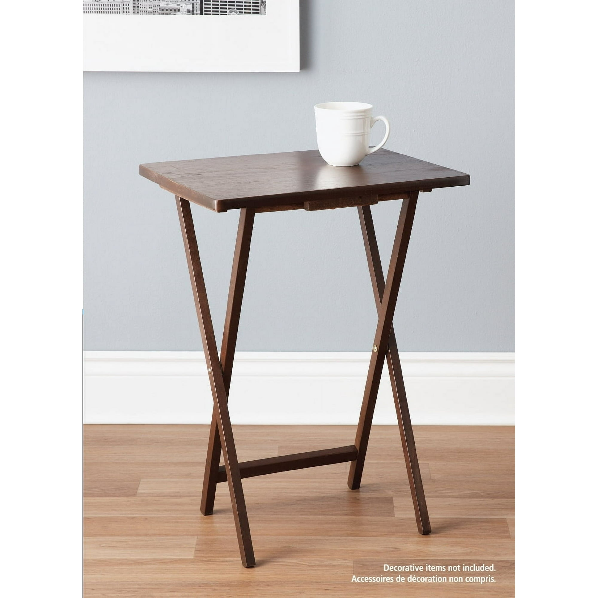 Mainstays Rubberwood Folding TV Tray Table, Walnut, 19" x 14.5" x 26"