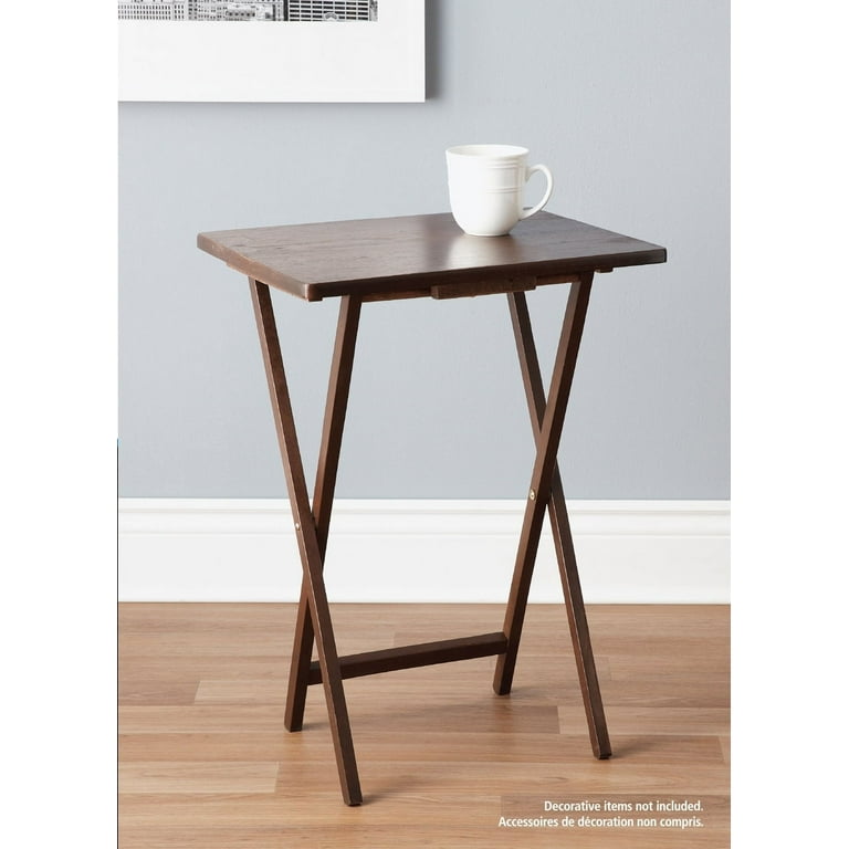 Mainstays Indoor Single Folding TV Tray Table, Walnut, 19 x 15 x