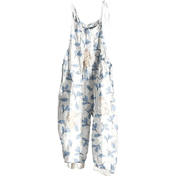 Coerni Floral Jumpsuits for Girl Summer Lightweight Casual Spaghetti Strap Overalls Harems Suspender Pants with Pockets