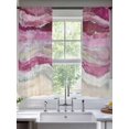 thumbnail image 5 of Pink Coastal Semi Sheer Window Curtains 72 Inches Long, Summer Beach Nautical Abstract Art Rod Pocket Voile Silky Chiffon Curtain Light Filtering Drapes for Living Room, Kitchen, 52"x72", 2 Panels, 5 of 9
