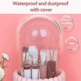 thumbnail image 3 of Makeup Brush Organizer, 360 Degree Rotatable Round Spinning Makeup Brush Holder with Lid Brush Storage Box Containers C, 3 of 5