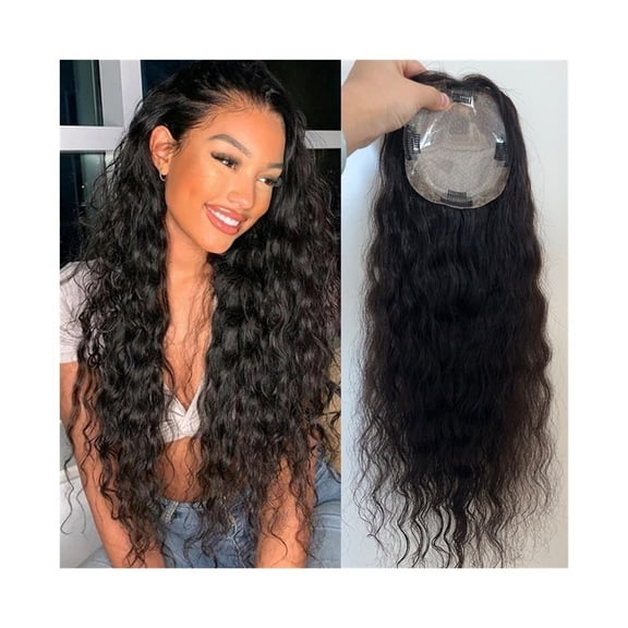 8-22 Inch Loose Wave Human Hair Toppers 12*13CM Breathable Silk Base Topper for Women 150% Density European Virgin Hair Wavy Curly Hair Piece
