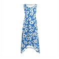 thumbnail image 6 of JTZGDY Women's Casual Summer Dress Retro Floral Printed Sleeveless Sundress Hankerchief Hem Midi Tank Dresses Loose Flowy Crewneck Beach Dress with Pockets Blue#02 L, 6 of 7
