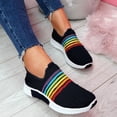 thumbnail image 2 of JINMGG Sneakers for Women Plus Clearance Women's Fashion Casual Rainbow Slip On Mesh Breathable Sport Sneakers Shoes Black 42, 2 of 7